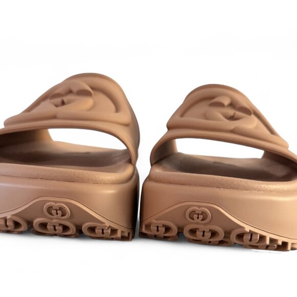 Auth New in Box Gucci Interlocking G Platform Soft Rubber Slide Sandals - Picture 5 of 8
